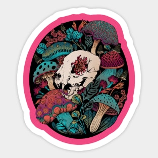 Moody Mushroom Forest Skull Sticker